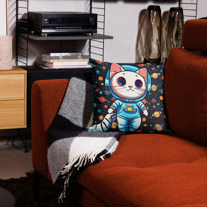 Galaxy cat accent pillow for sci-fi and modern home décor