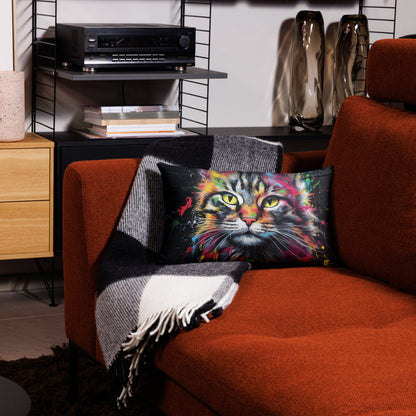 Graffiti Cat Premium Pillow – Colorful Street Art Decorative Throw Pillow