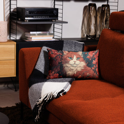 Japanese ukiyo-e cat accent pillow for living room or bedroom décor