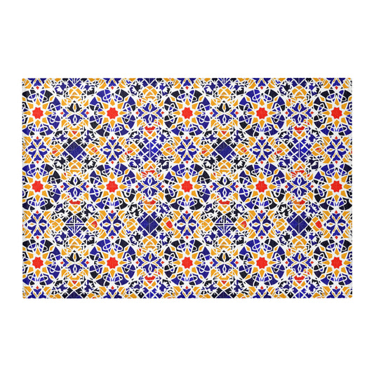 Andalusian ceramic tile style area rug with Spanish mosaic pattern design