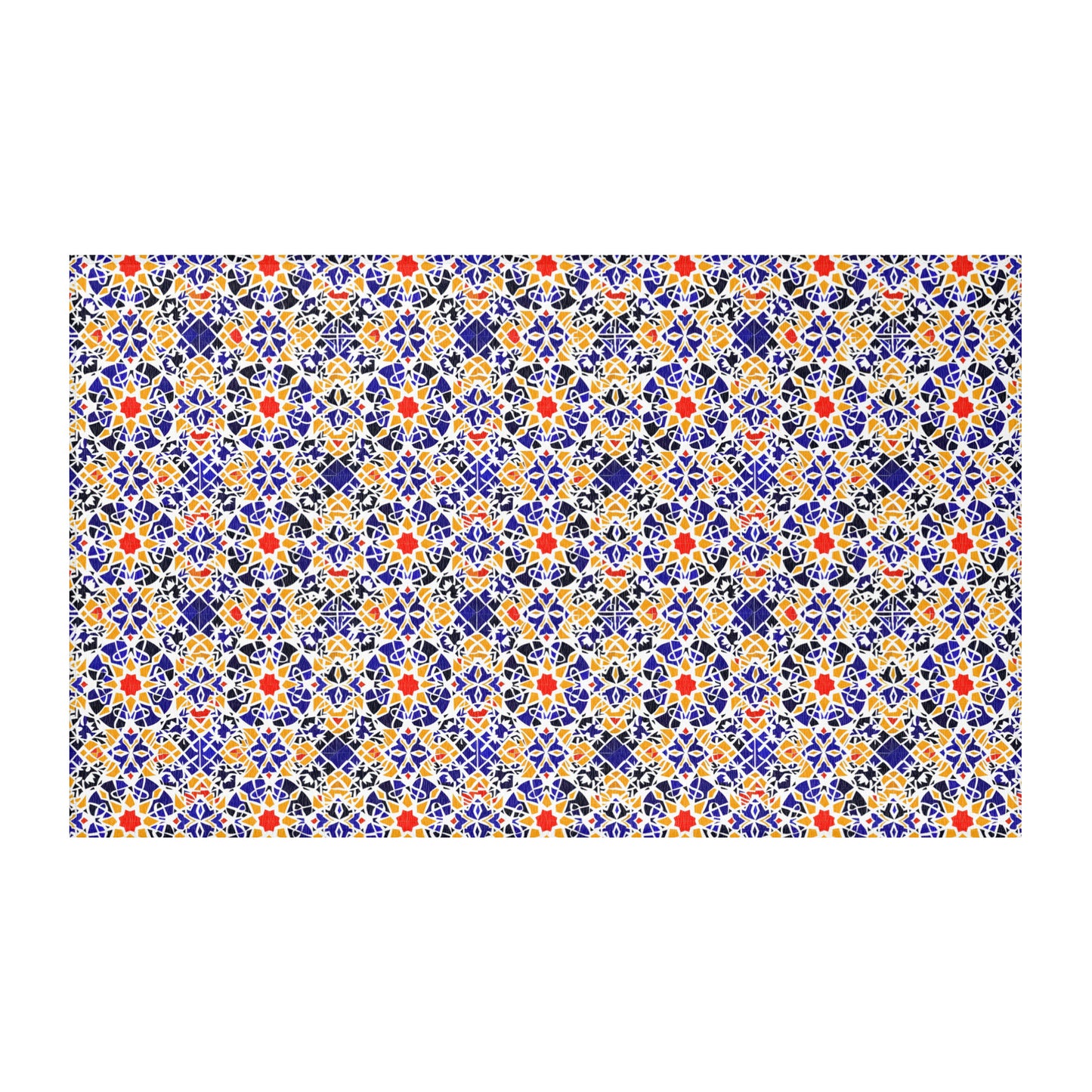 Spanish tile accent rug with geometric and floral Mediterranean pattern