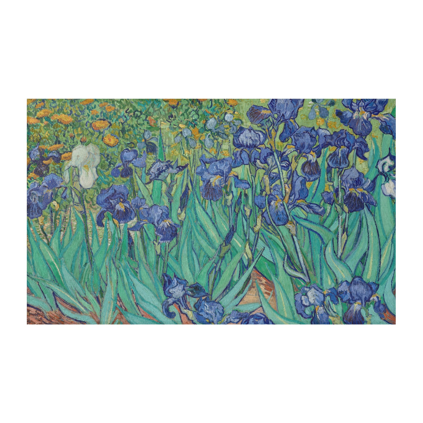 Floral art rug inspired by Van Gogh Irises painting