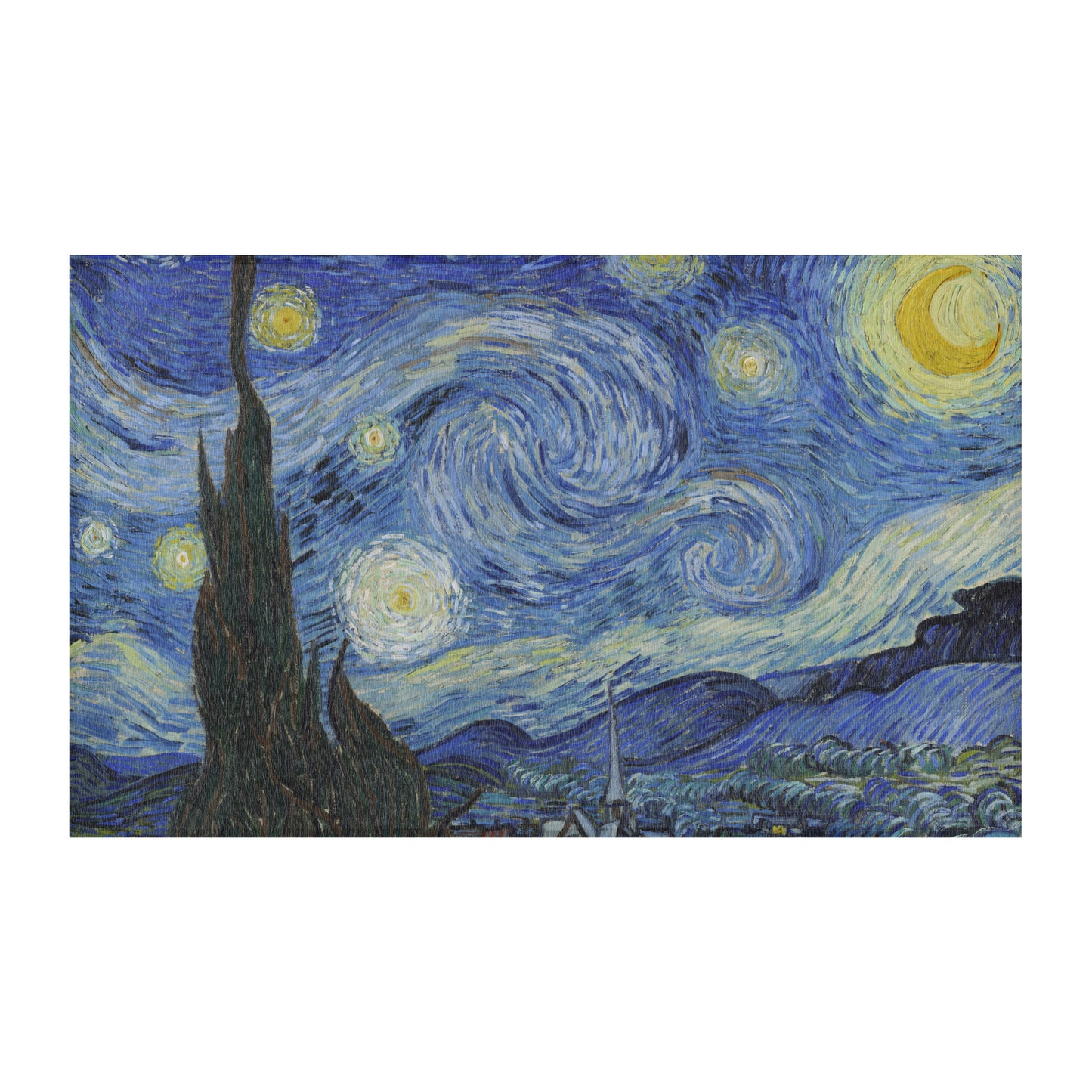 Starry Night art rug inspired by Vincent van Gogh painting