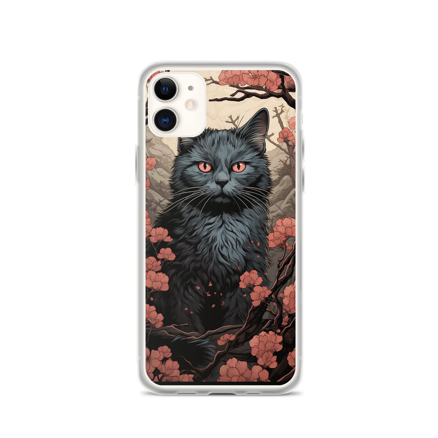 Ukiyo-e Style Gray Cat iPhone Case