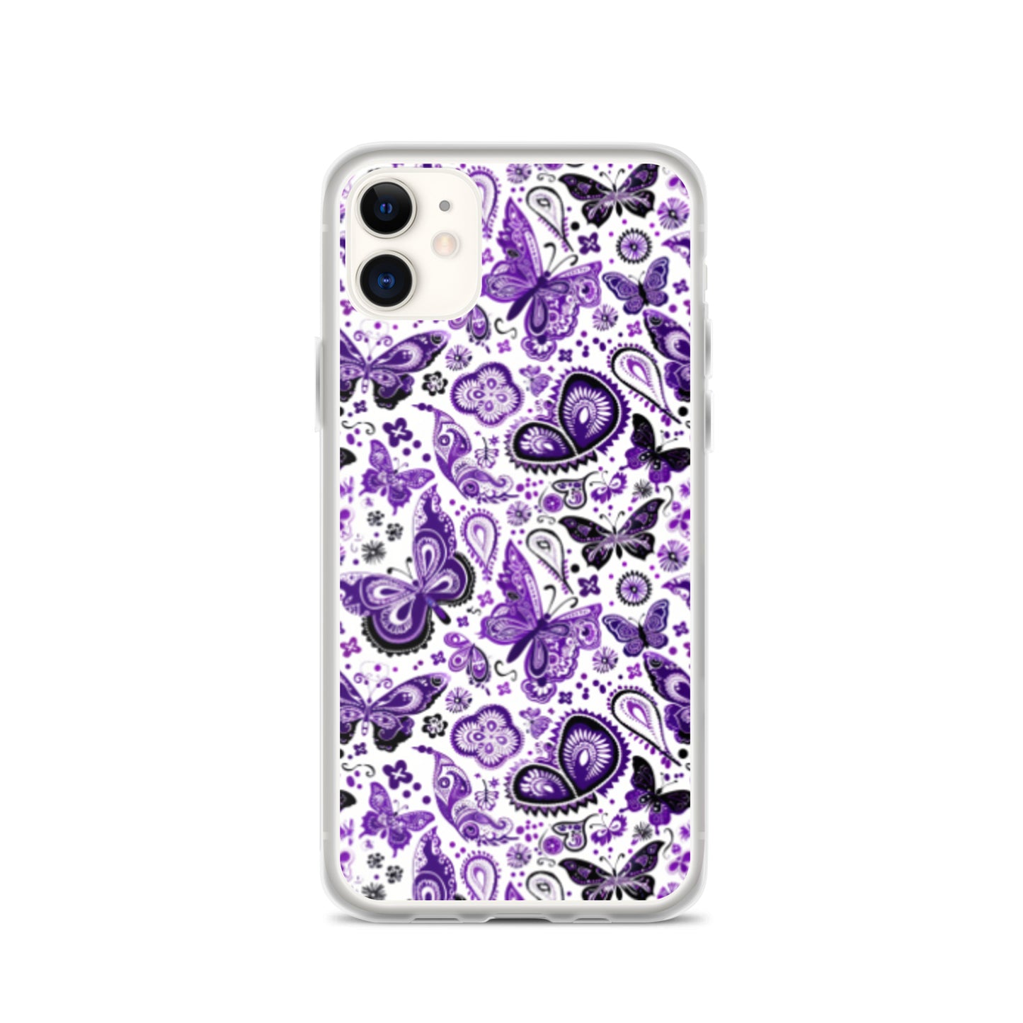 iPhone Case White and Purple Butterfly Paisley