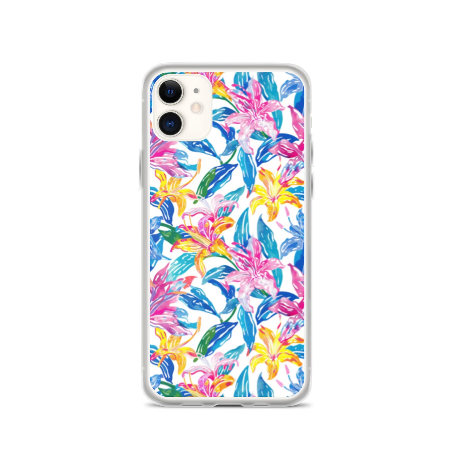 iPhone Case Colorful Floral Watercolor Blue Yellow Pink