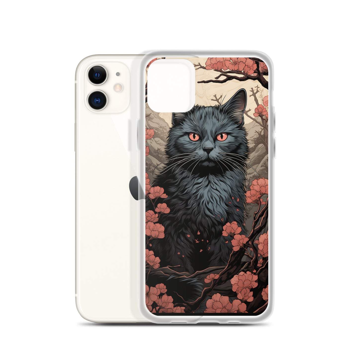 Ukiyo-e Style Gray Cat iPhone Case