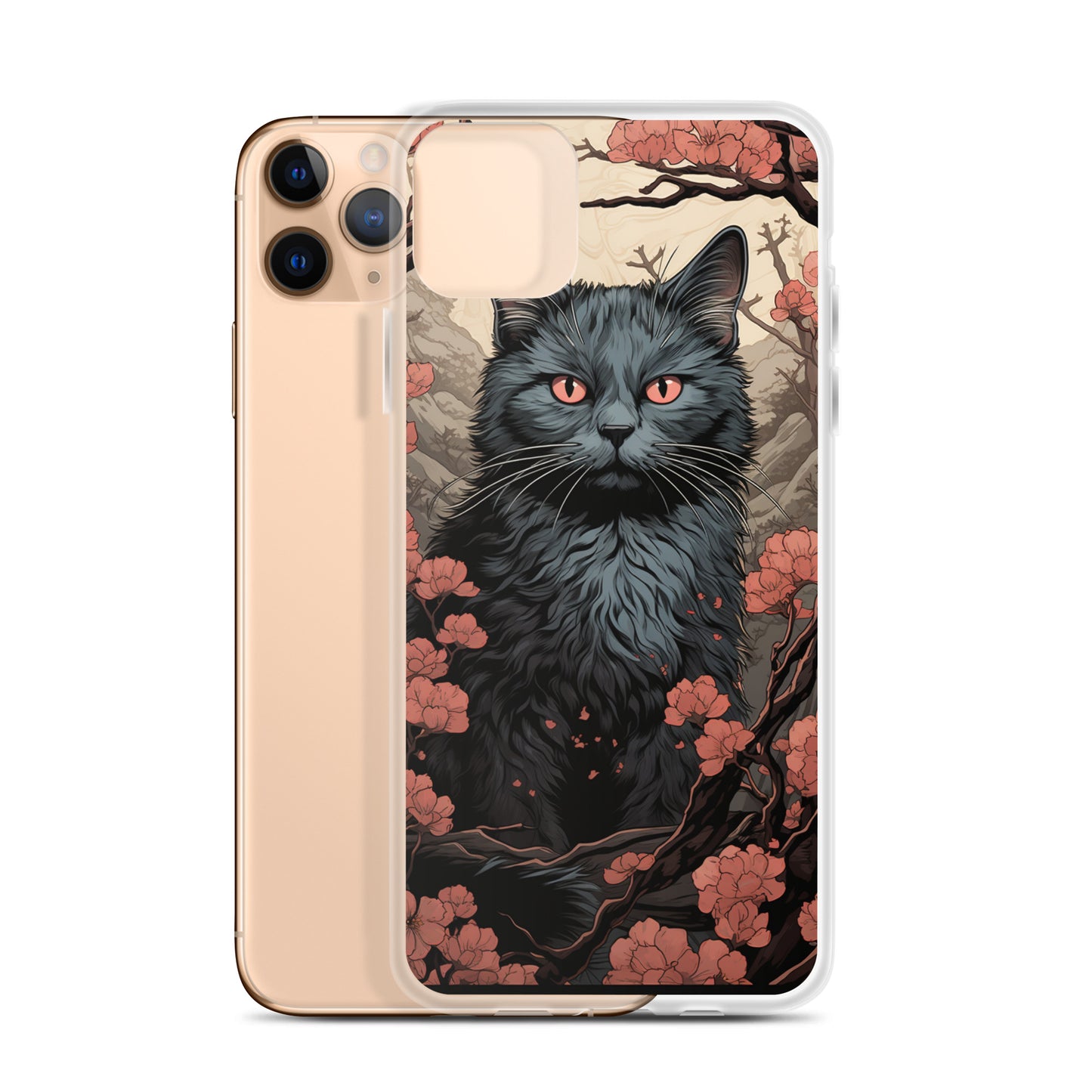 Ukiyo-e Style Gray Cat iPhone Case