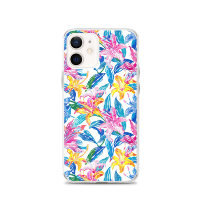 iPhone Case Colorful Floral Watercolor Blue Yellow Pink