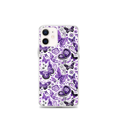 iPhone Case White and Purple Butterfly Paisley