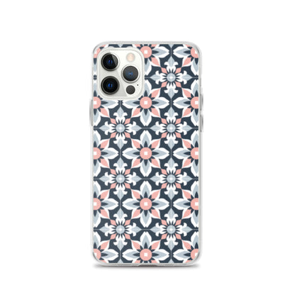 iPhone Case Geometric Flowers Pastel Pink and Blue