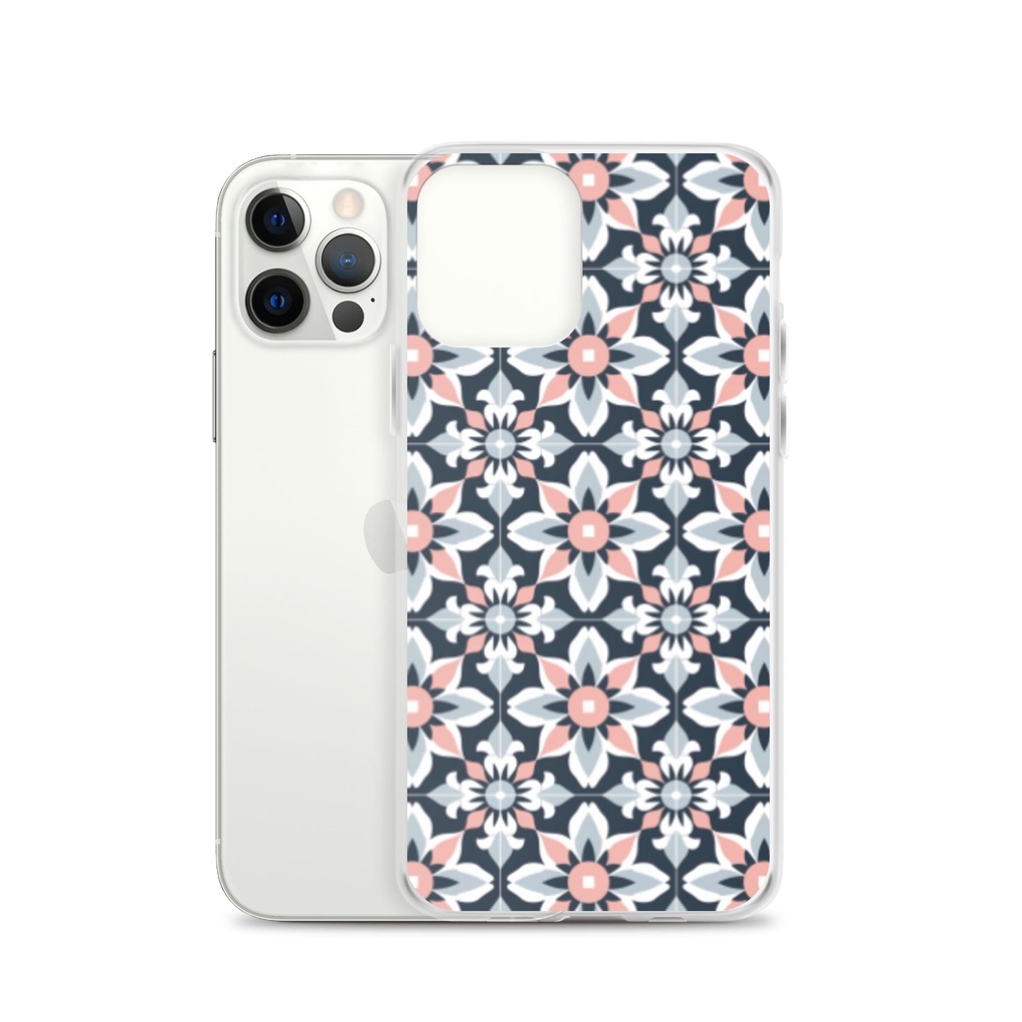 iPhone Case Geometric Flowers Pastel Pink and Blue