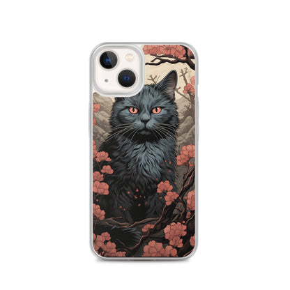 Ukiyo-e Style Gray Cat iPhone Case