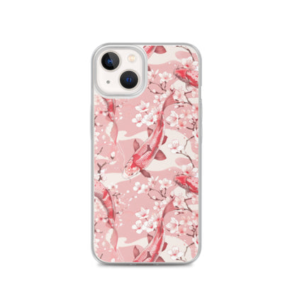 iPhone Case Pink Japanese Koi Fish and Cherry Blossoms