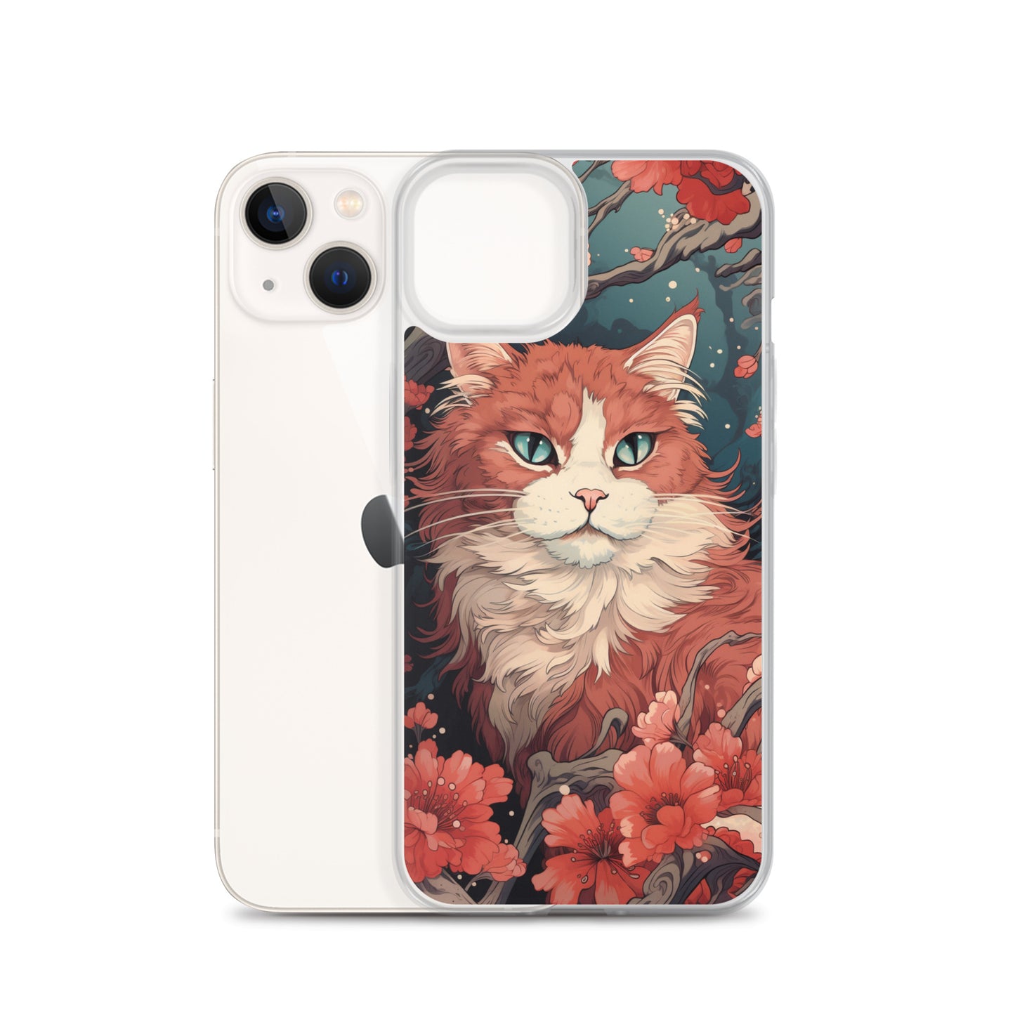 Ukiyo-e Style Orange/White Cat iPhone Case