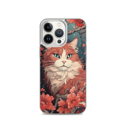 Ukiyo-e Style Orange/White Cat iPhone Case