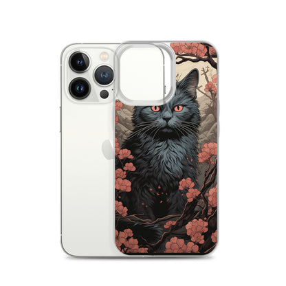 Ukiyo-e Style Gray Cat iPhone Case