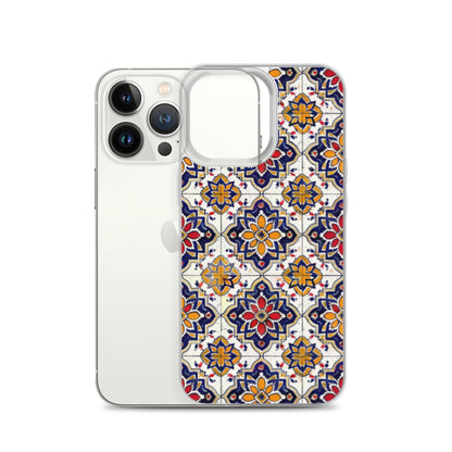iPhone Case Colorful Andalusian Ceramic Tile Blue Orange Red