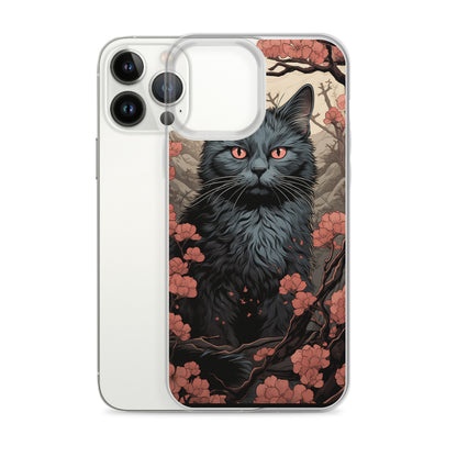 Ukiyo-e Style Gray Cat iPhone Case