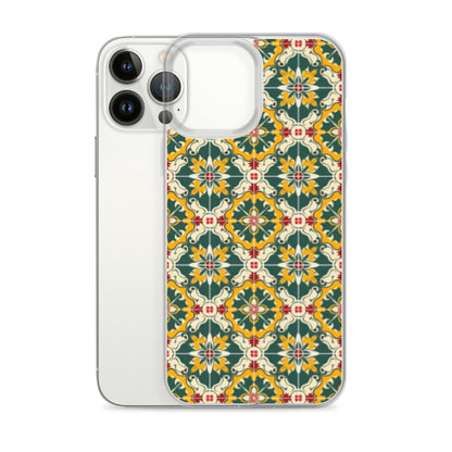 iPhone Case Green Colorful Traditional Maltese Cement Tile Pattern