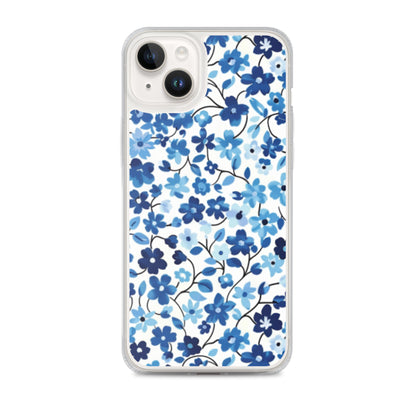 iPhone Case Blue Watercolor Flowers