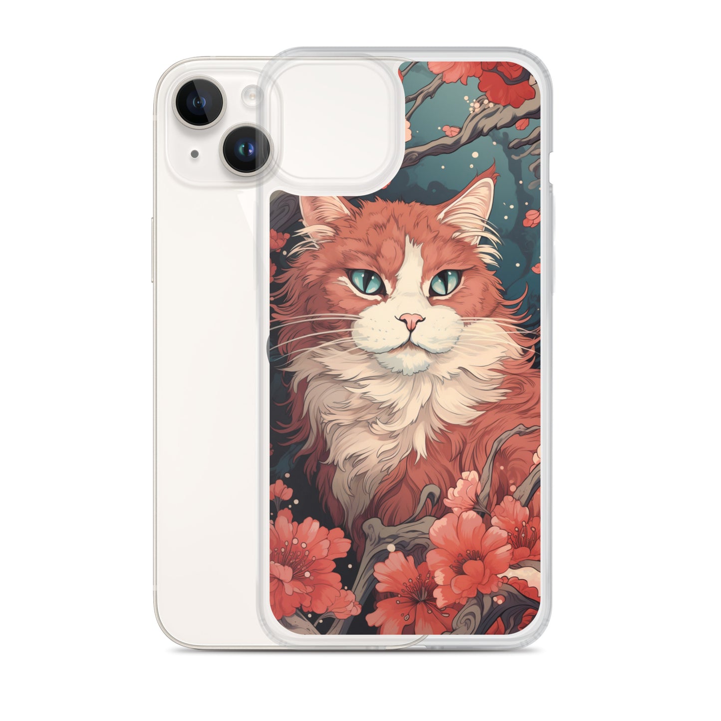 Ukiyo-e Style Orange/White Cat iPhone Case