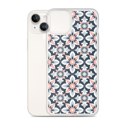 iPhone Case Geometric Flowers Pastel Pink and Blue