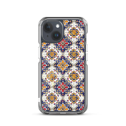 iPhone Case Colorful Andalusian Ceramic Tile Blue Orange Red