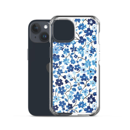 iPhone Case Blue Watercolor Flowers