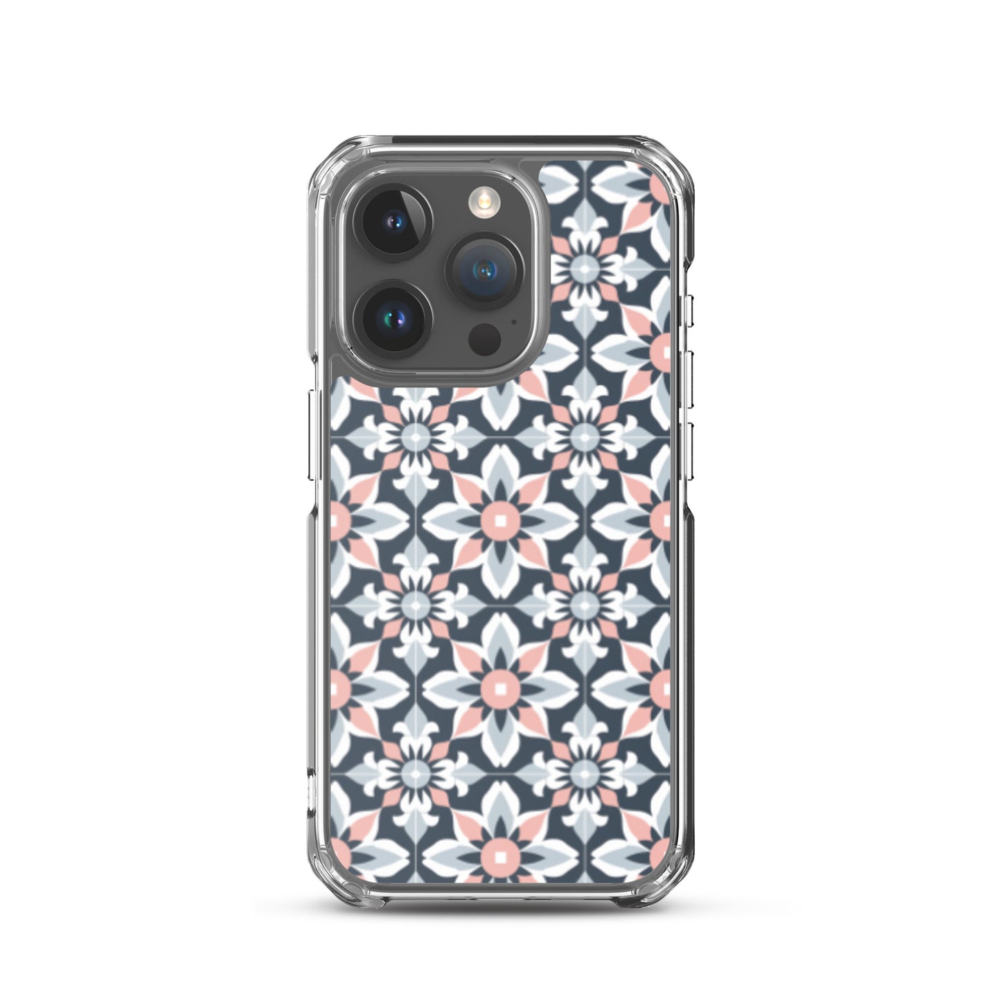 iPhone Case Geometric Flowers Pastel Pink and Blue