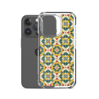 iPhone Case Green Colorful Traditional Maltese Cement Tile Pattern