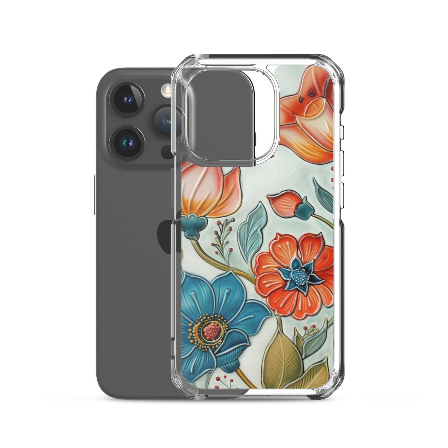 iPhone Case Painted Ceramic Tile Flowers