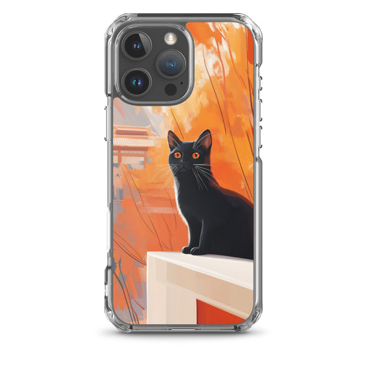 Black Cat Illustration iPhone Case