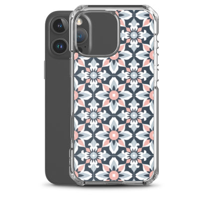 iPhone Case Geometric Flowers Pastel Pink and Blue