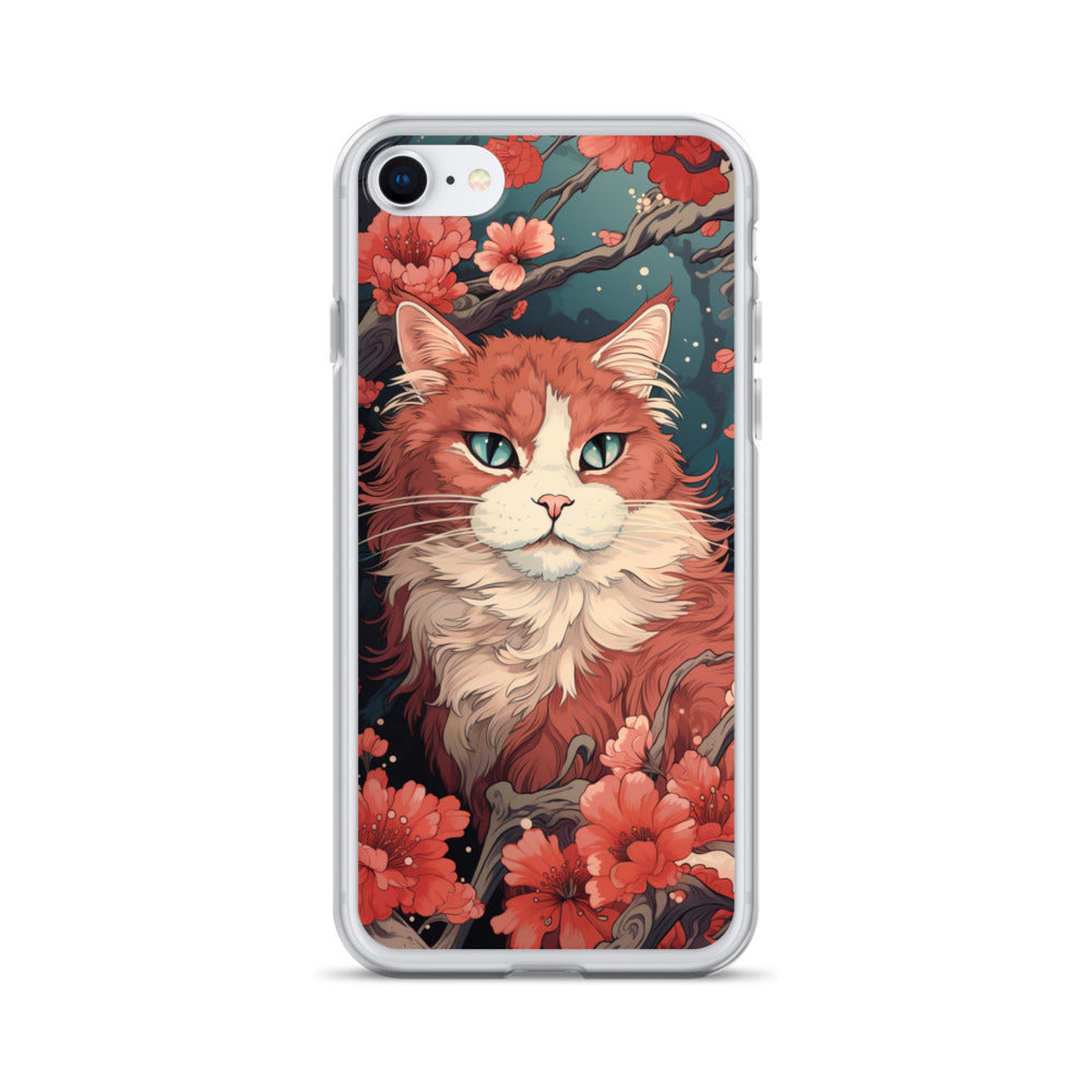 Ukiyo-e Style Orange and White Cat iPhone Case