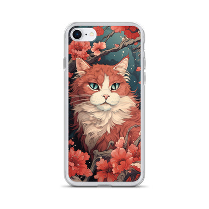 Ukiyo-e Style Orange and White Cat iPhone Case