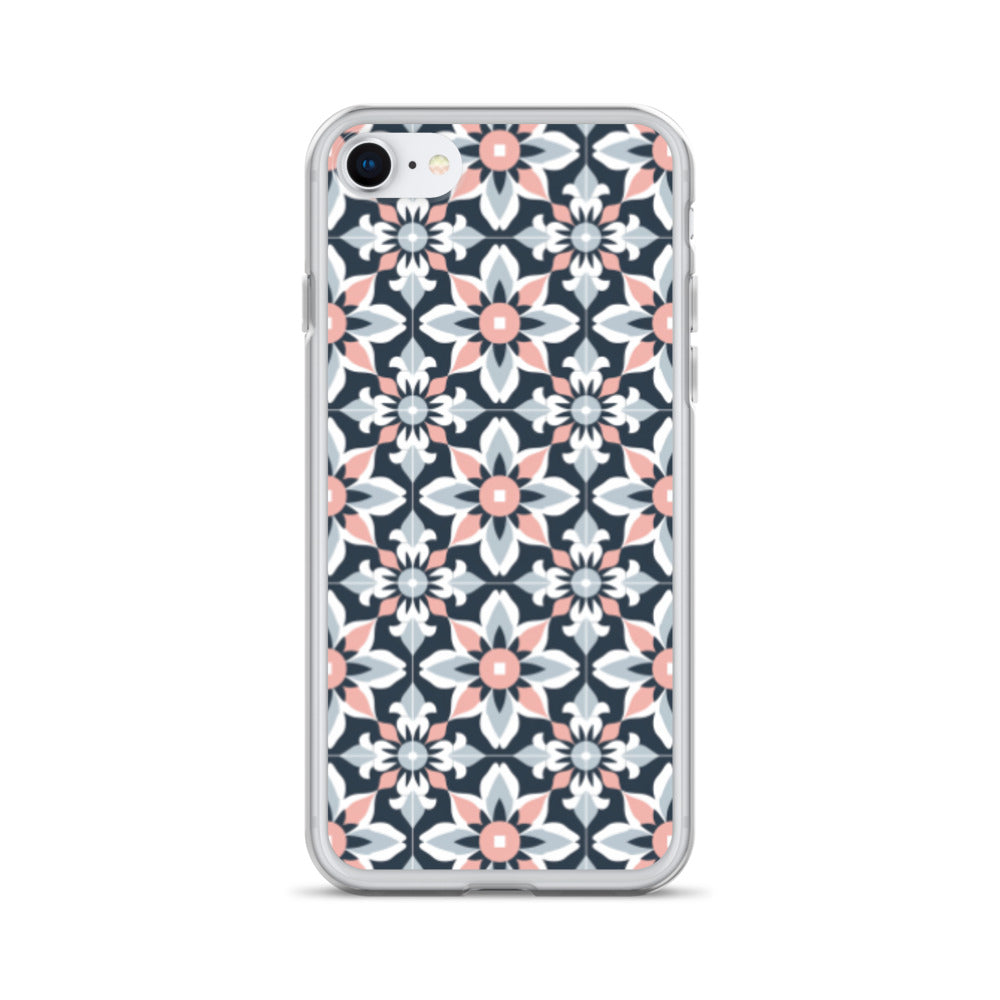 iPhone Case Geometric Flowers Pastel Pink and Blue