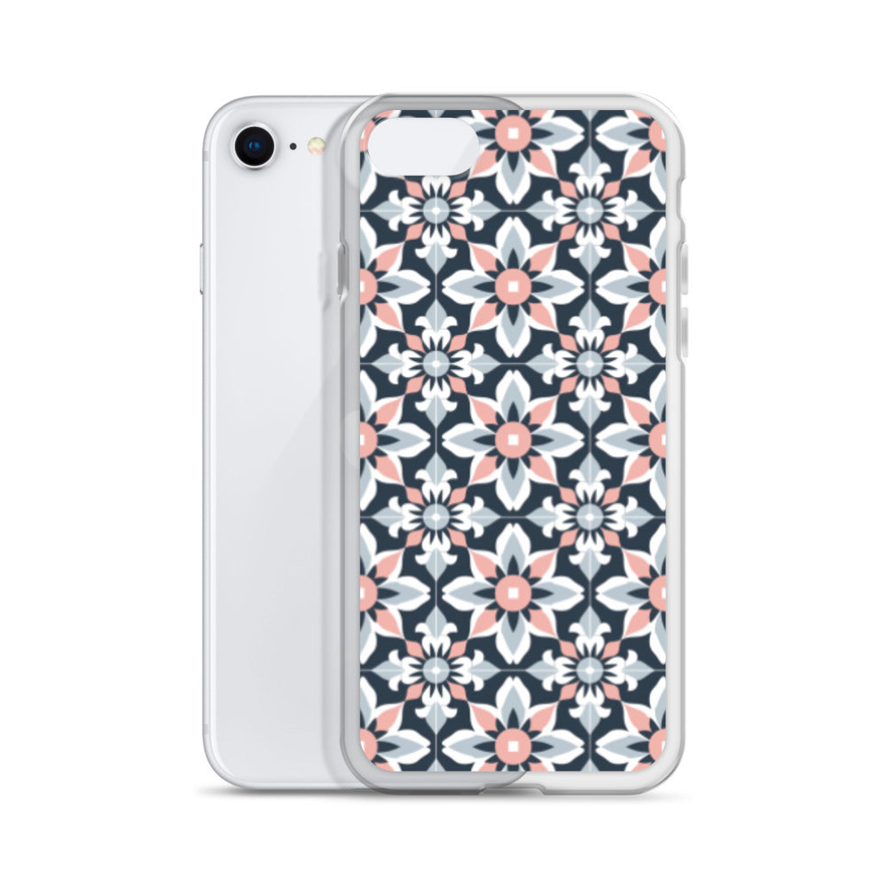 iPhone Case Geometric Flowers Pastel Pink and Blue