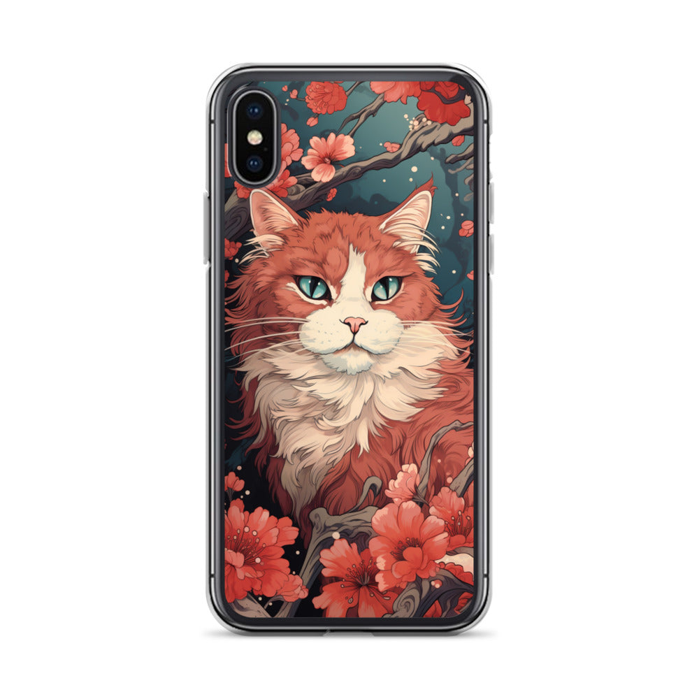 Ukiyo-e Style Orange/White Cat iPhone Case