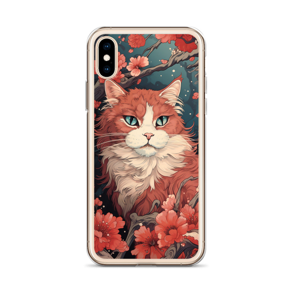 Ukiyo-e Style Orange/White Cat iPhone Case