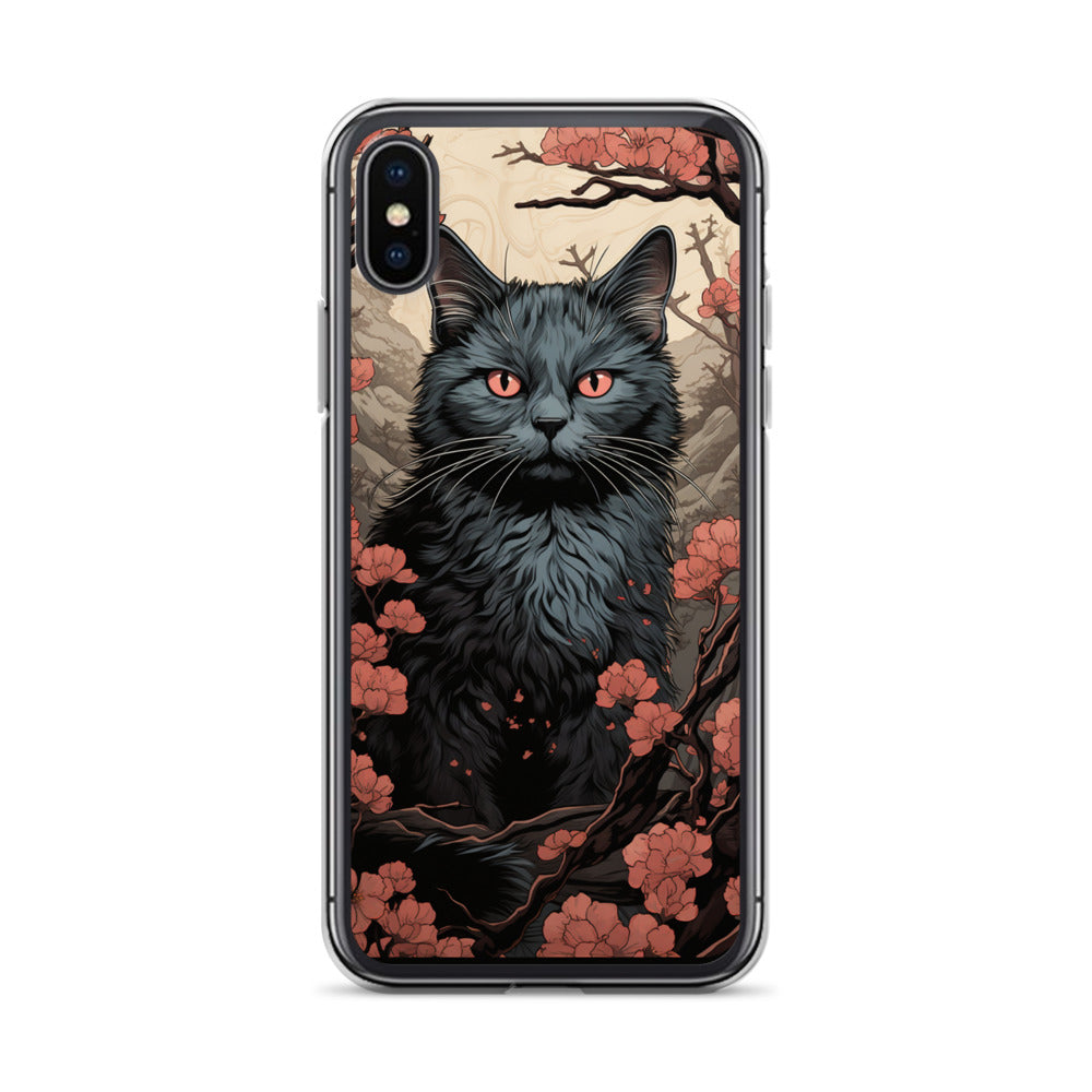 Ukiyo-e Style Gray Cat iPhone Case