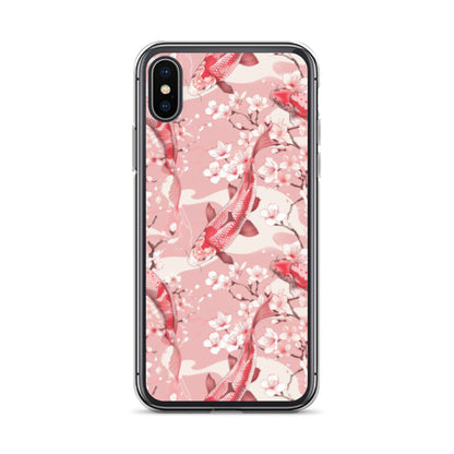 iPhone Case Pink Japanese Koi Fish and Cherry Blossoms