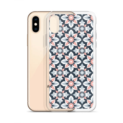 iPhone Case Geometric Flowers Pastel Pink and Blue
