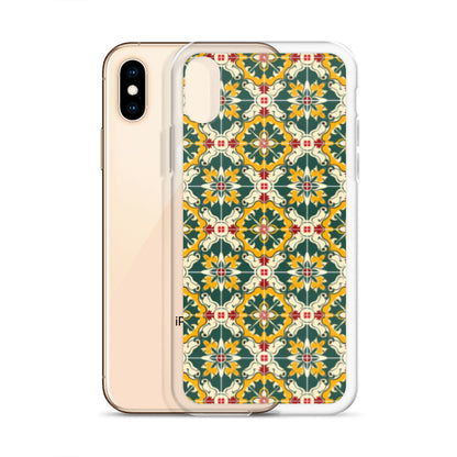 iPhone Case Green Colorful Traditional Maltese Cement Tile Pattern
