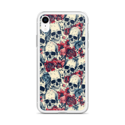 iPhone Case Skulls and Red Roses