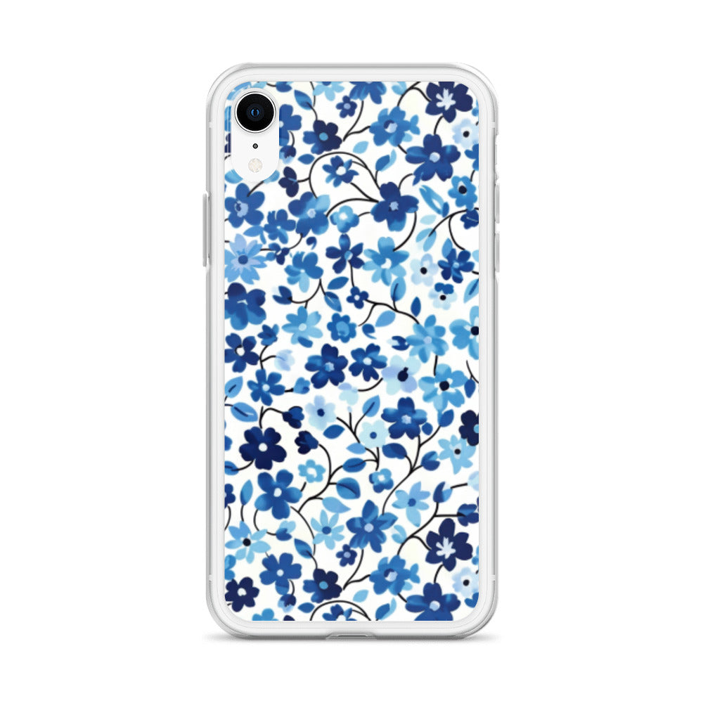 iPhone Case Blue Watercolor Flowers