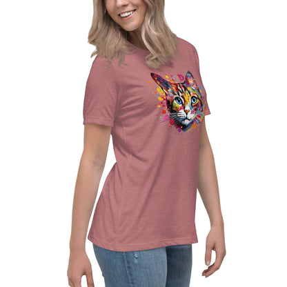 Painted Cat Face Relaxed T-Shirt | Bella + Canvas 6400